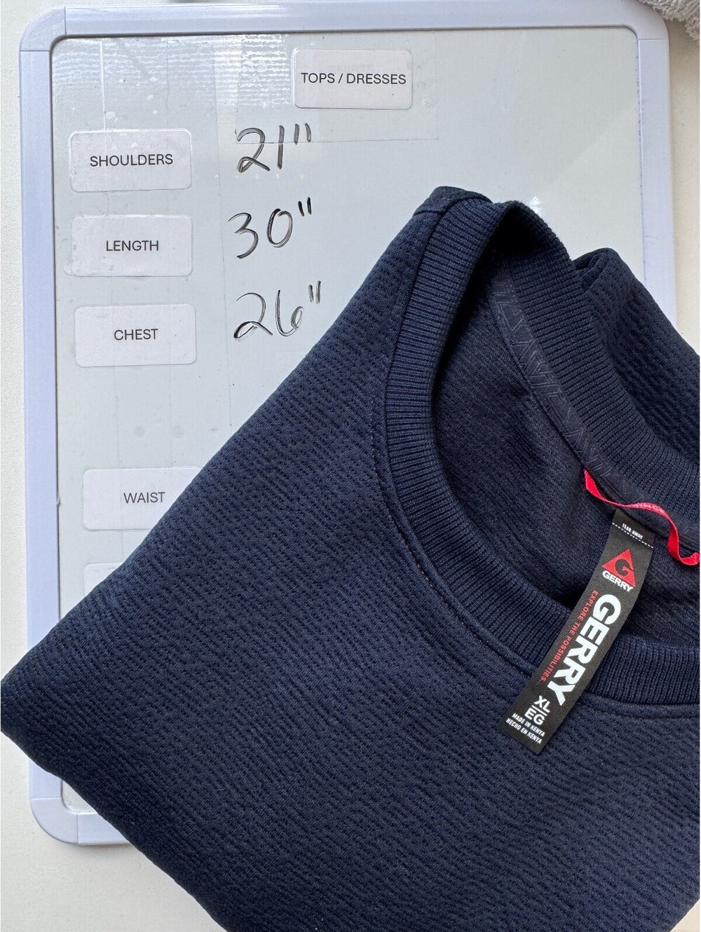 Gerry Men's Navy Textured Crewneck XL Sweatshirt Minimalist Outdoor Stretch Top - Picture 8 of 8